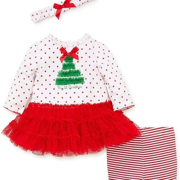 MERRY Christmas 3-Piece Girl's My First Christmas Top Pants Headband - Picture 9 of 9